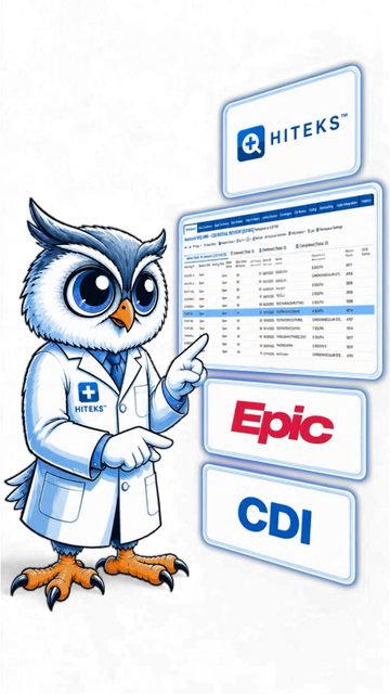 Dr. Hoo, the HITEKS owl mascot in a lab coat